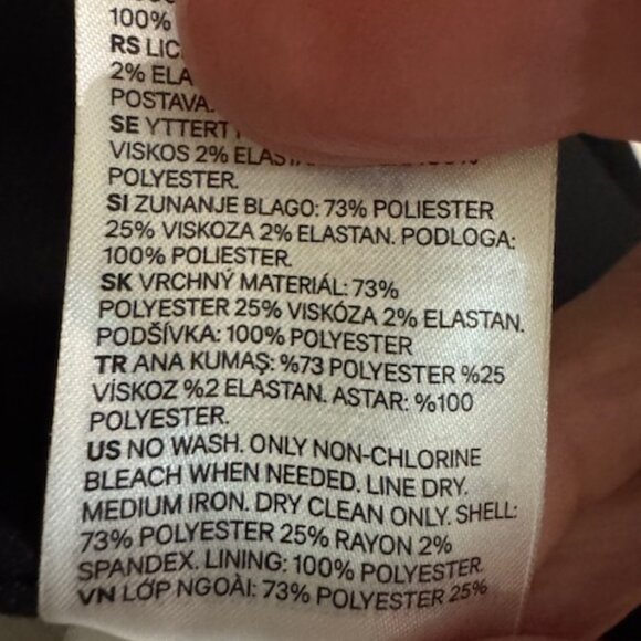 H&M Single-Breasted Fitted Notched Lapel White Lining Black Blazer Sz 8 - Picture 4 of 10